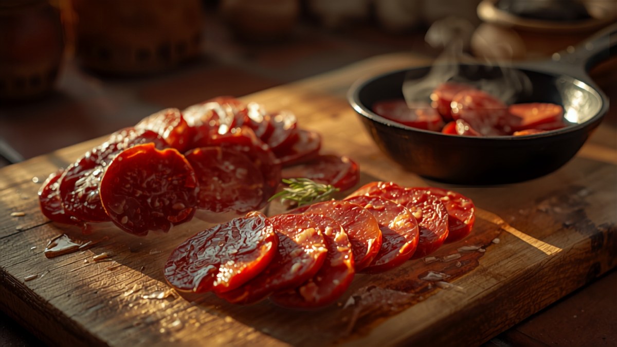 Cured Spanish chorizo sausages