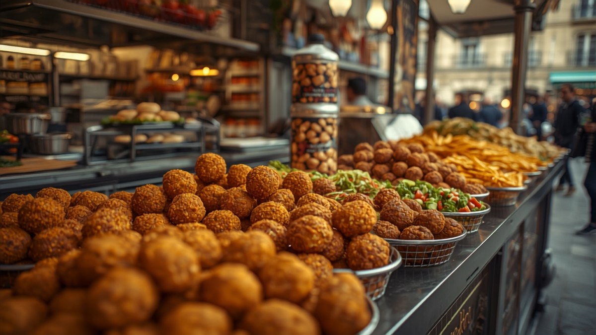 A Paris café terrace in a North African neighborhood