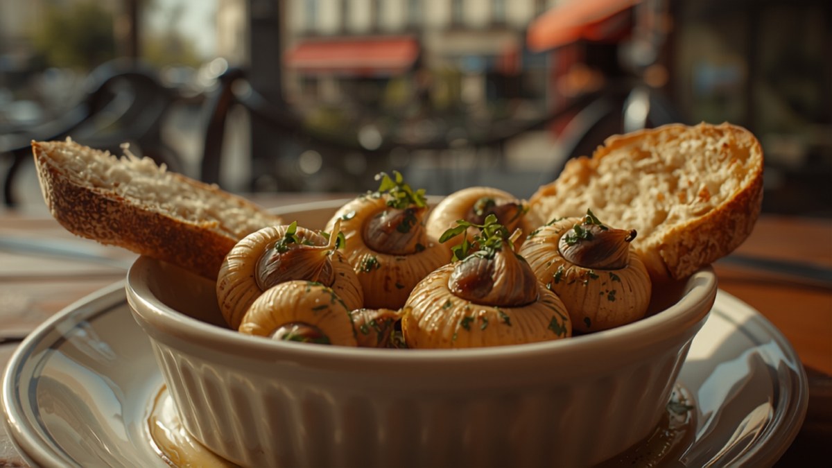 Escargots baked in garlic-parsley butter
