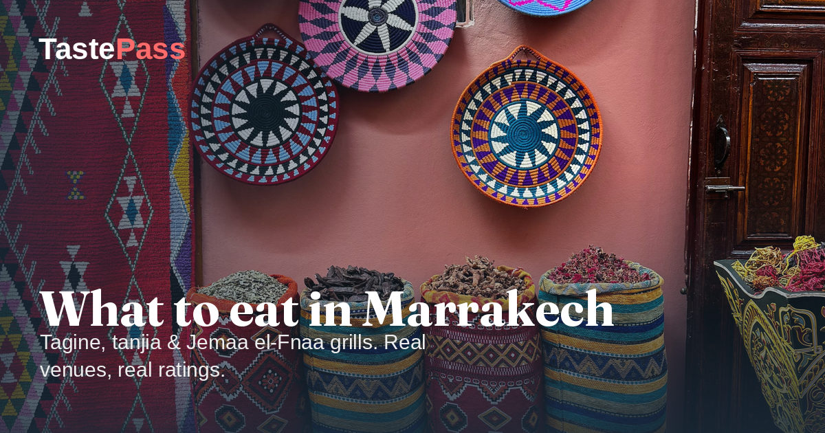 A Marrakech market wall hung with colourful Moroccan ceramics